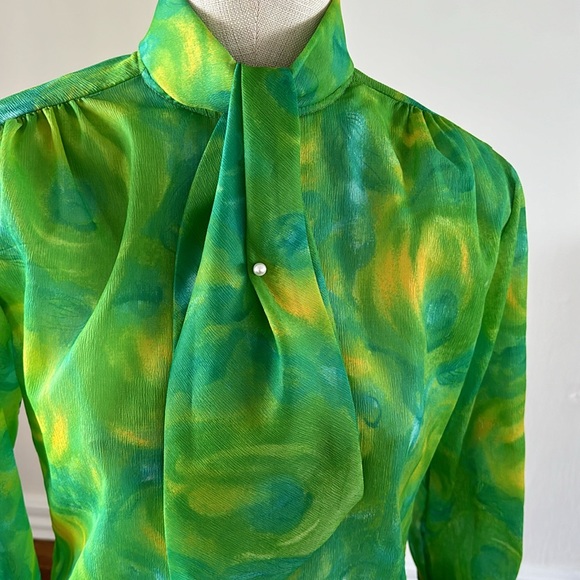 Vintage Elite green psychedelic print blouse - Picture 2 of 9